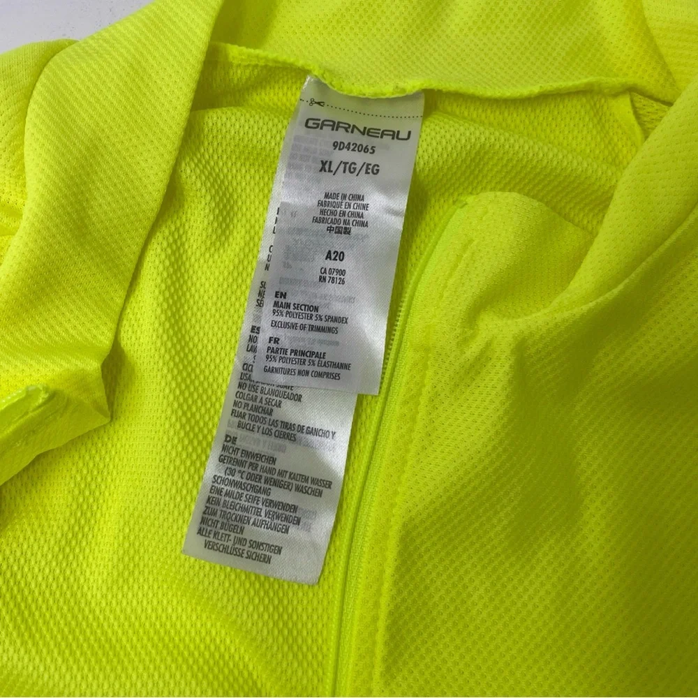 Louis Garneau Cycling Shirt Jersey XL Bike Full Zip Neon Green High Visibility - Picture 3 of 5